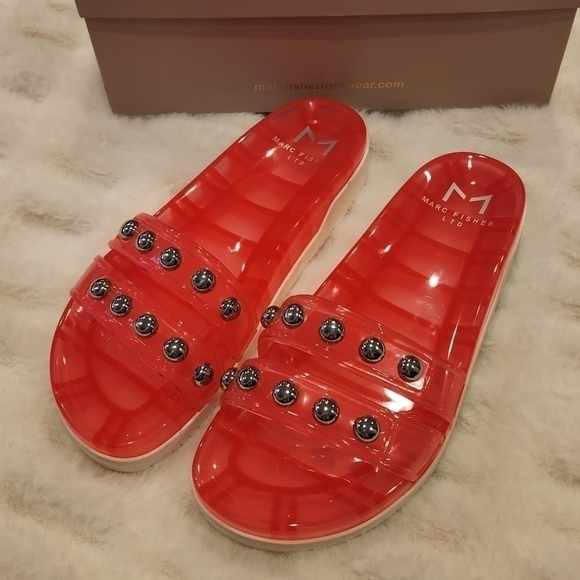 Brand New NIB Marc Fisher Trent Jelly Slide Sandals in Pink size 9 - Picture 3 of 13